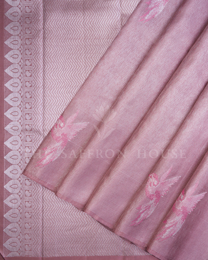 Dusty Rose Handwoven Pure Kanjivaram Silk Saree - TSH250269