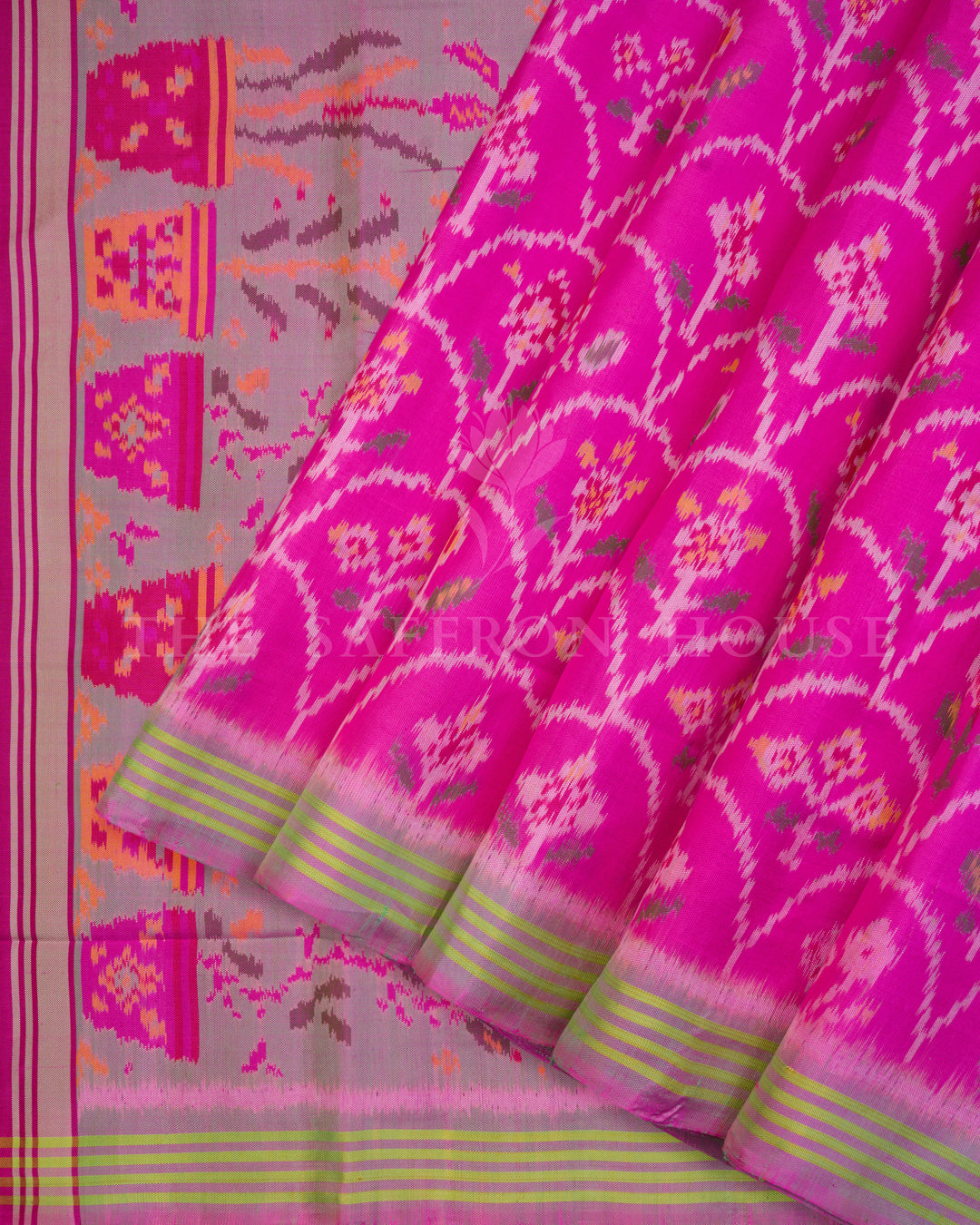 Fuchsia Handwoven Single Ikat Patola Saree - TSH6016