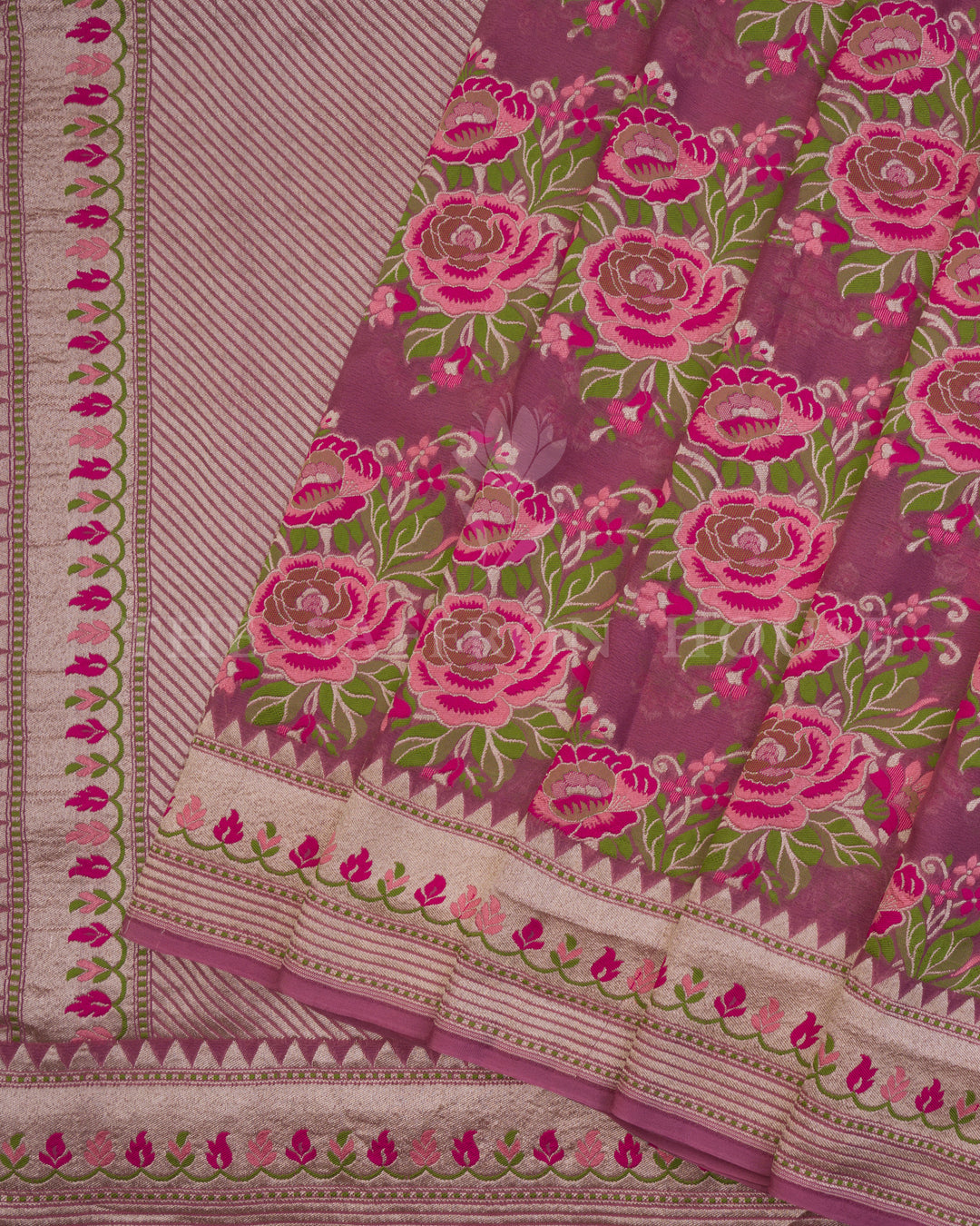 Tea Rose Pink Handwoven Khaddi Georgette Banarasi Saree - TSH250520