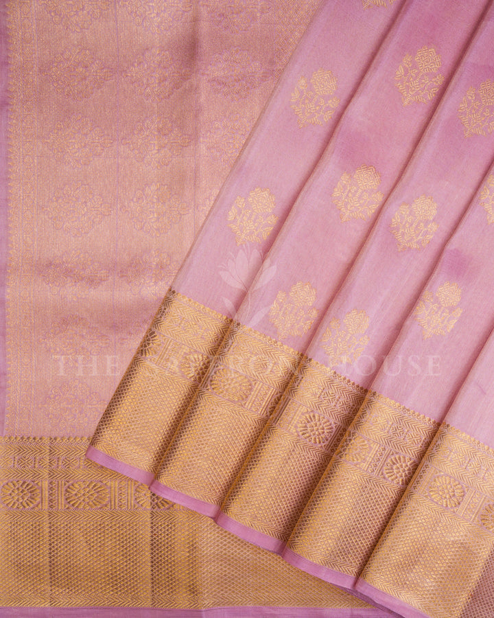 Pastel Pink Handwoven Korvai Kanjivaram Silk Tissue Saree - TSH250204