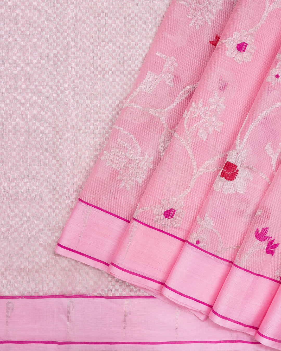 Baby Pink Handwoven Pure Zari Kota Saree - TSH5074