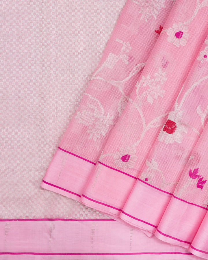 Baby Pink Handwoven Pure Zari Kota Saree - TSH5074