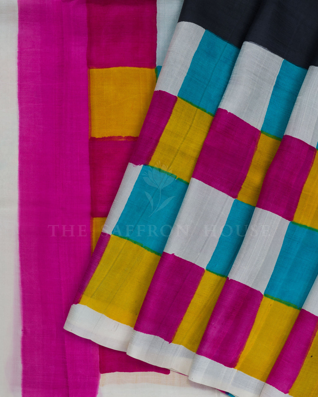 Black Handwoven Tussar Silk Saree - TSH846004
