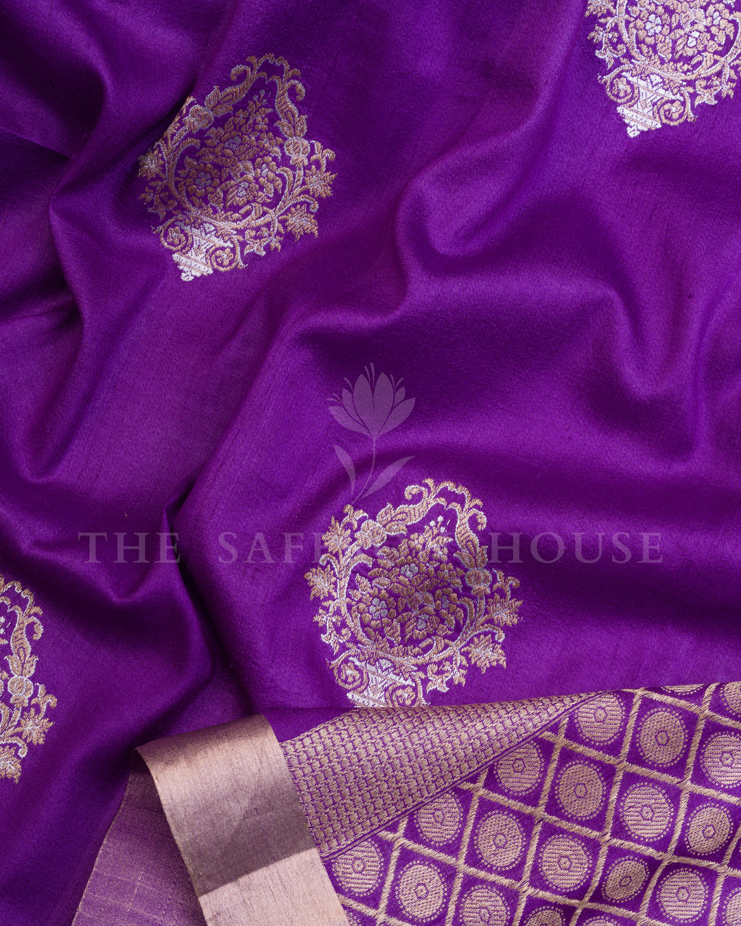 Varnika – Pure Handwoven Tussar Silk Saree in Royal Purple - TSH250297