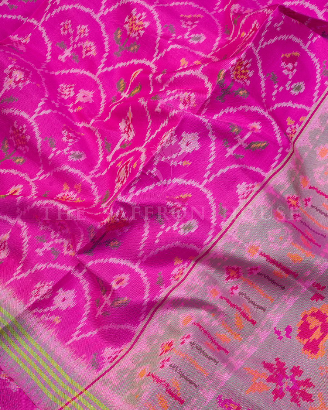 Fuchsia Handwoven Single Ikat Patola Saree - TSH6016