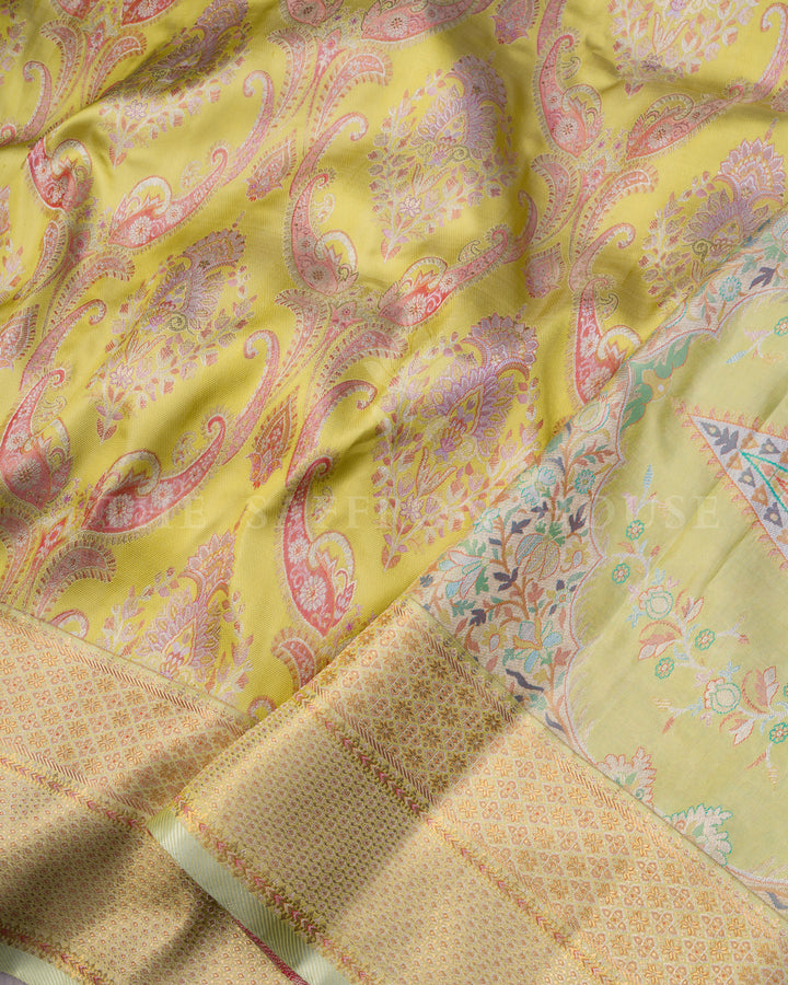 Collector’s Kanchi Jamdhani Saree with Intricate Meenakari – A 12-Month Masterweave - TSH000014