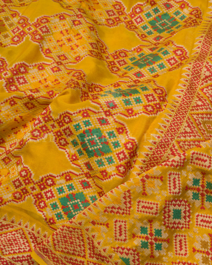 Mustard Handwoven Khaddi Georgette Banarasi Saree - TSH250296