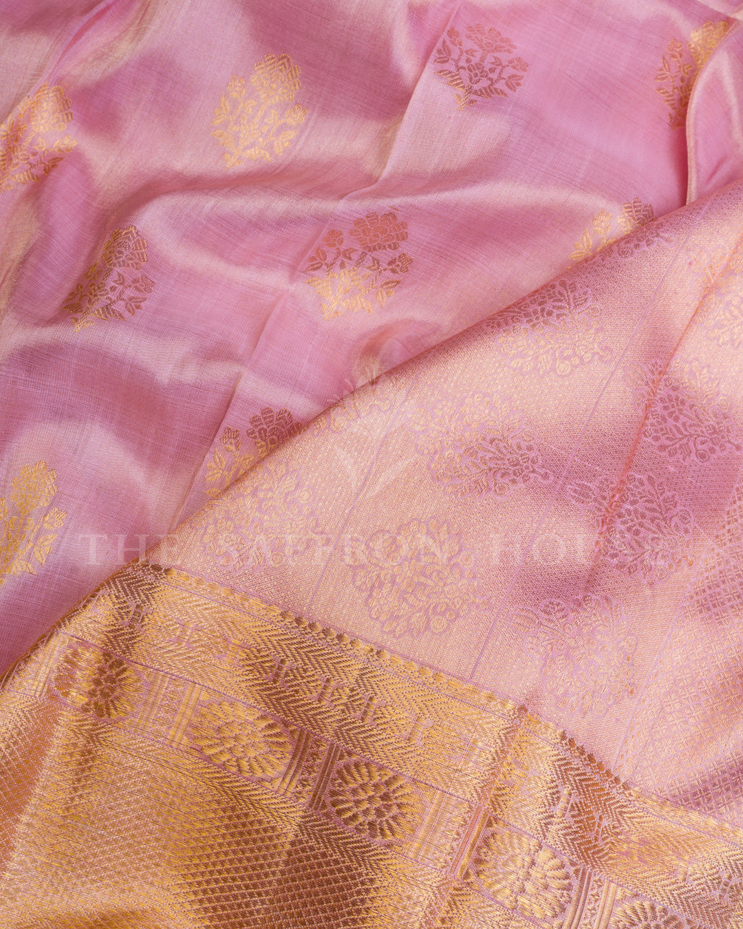 Pastel Pink Handwoven Korvai Kanjivaram Silk Tissue Saree - TSH250204