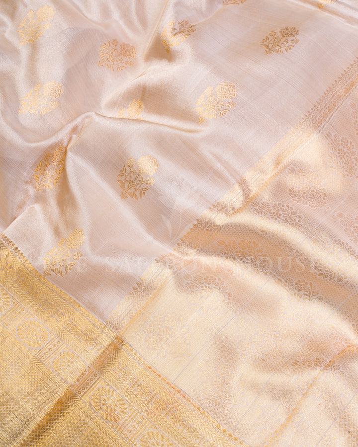 Ivory Handwoven Korvai Kanjivaram Silk Tissue Saree - TSH250203