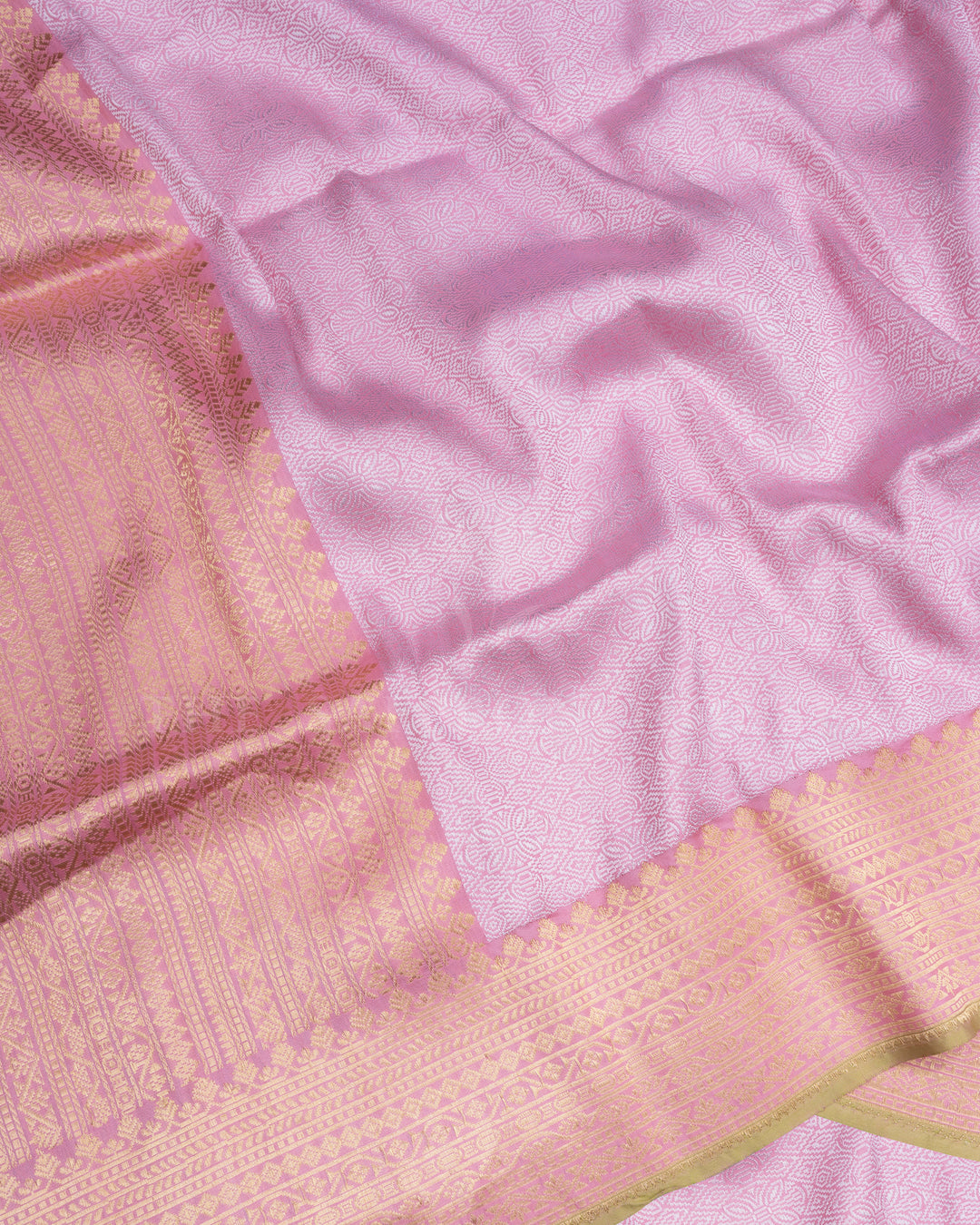 Baby Pink Handwoven Banaras Silk Saree - TSH2506178