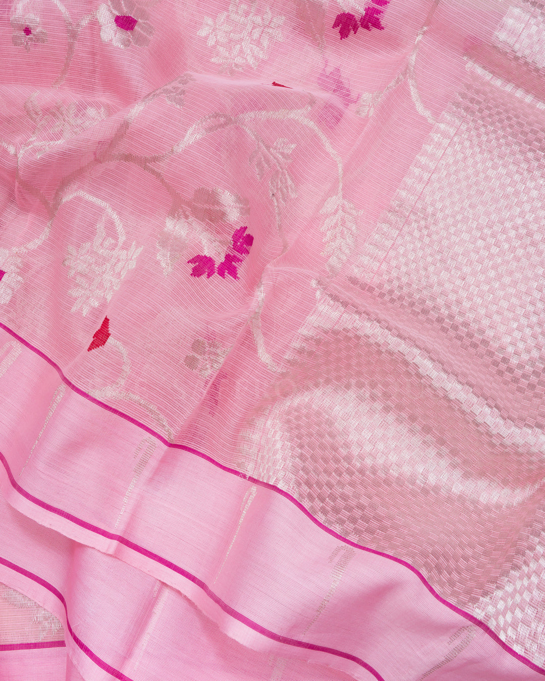 Baby Pink Handwoven Pure Zari Kota Saree - TSH5074