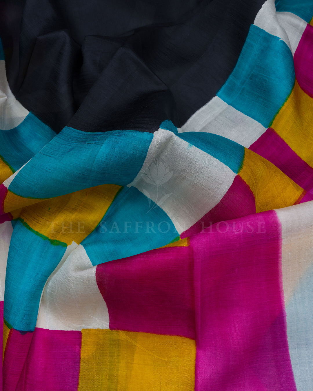 Black Handwoven Tussar Silk Saree - TSH846004