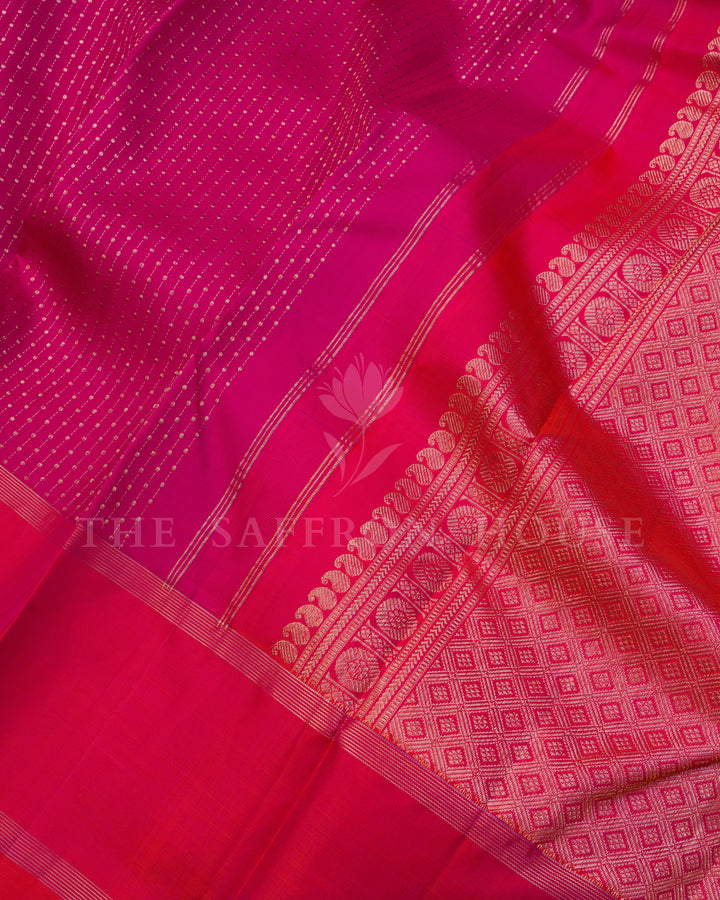 Handloom Kanjivaram Silk Saree in Rani Pink And Fuchsia Pink - TSH250185