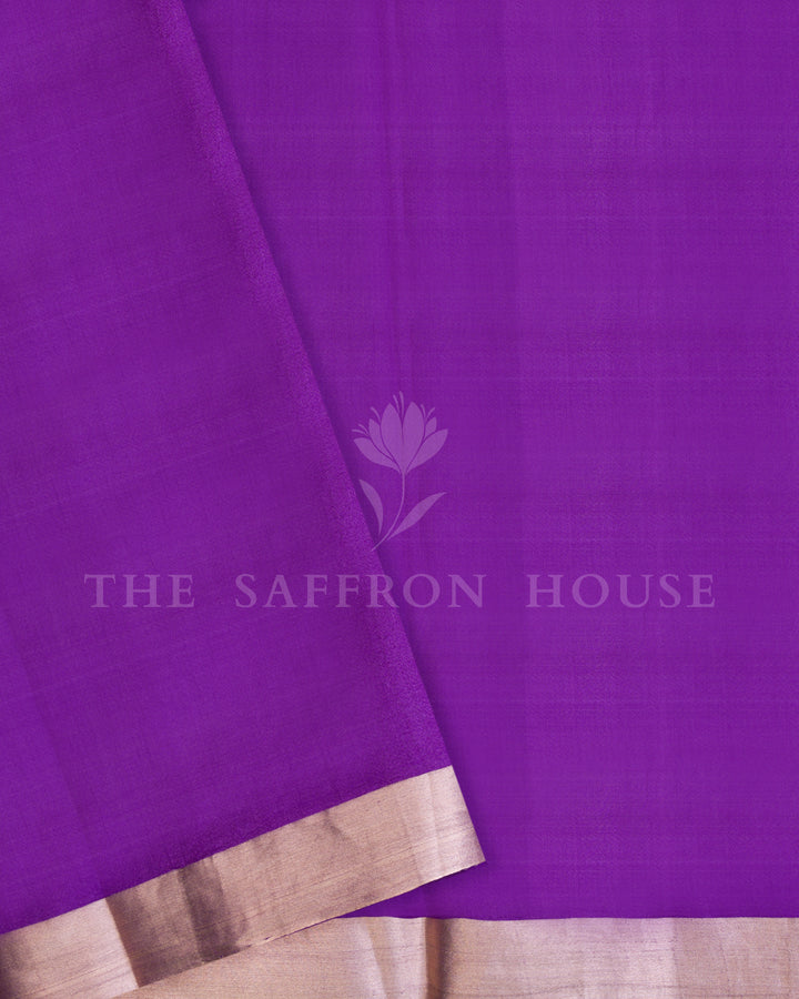 Varnika – Pure Handwoven Tussar Silk Saree in Royal Purple - TSH250297