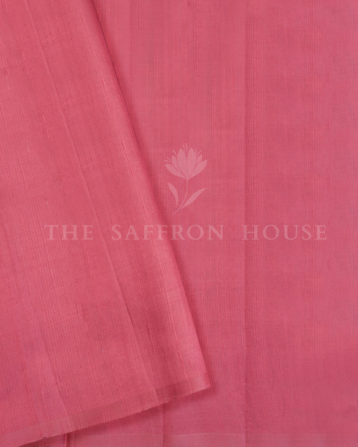Sky Grey Tussar Soft Silk Saree with Rose Red Contrast Pallu - TSH6052