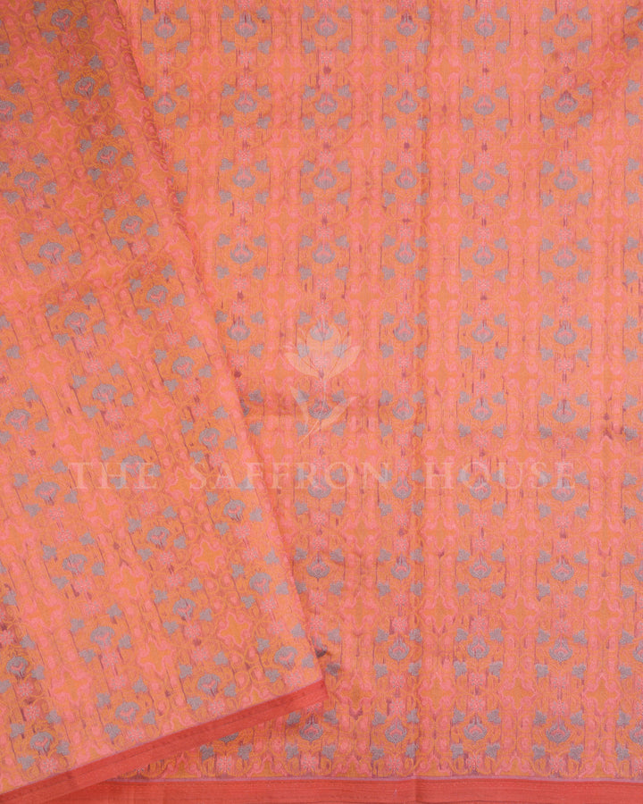 Dusty Rose Handwoven Cotton Silk Kora Banarasi Saree - TSH250551