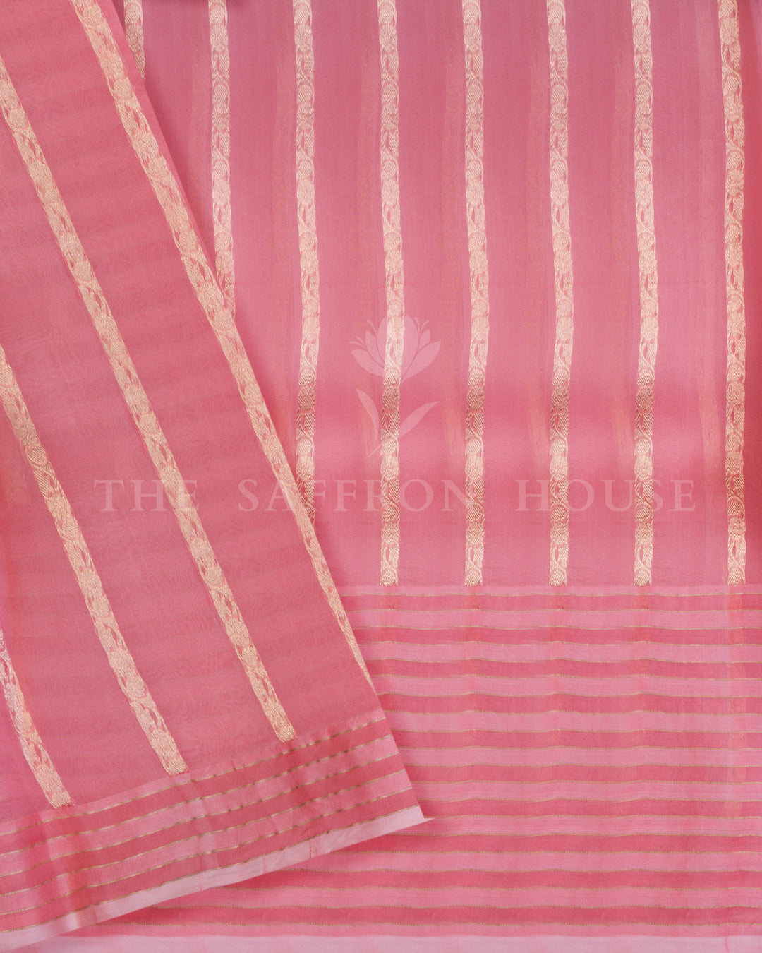 Pastel Pink Handwoven Kora Banarasi Saree with Meenakari Work - TSH000039