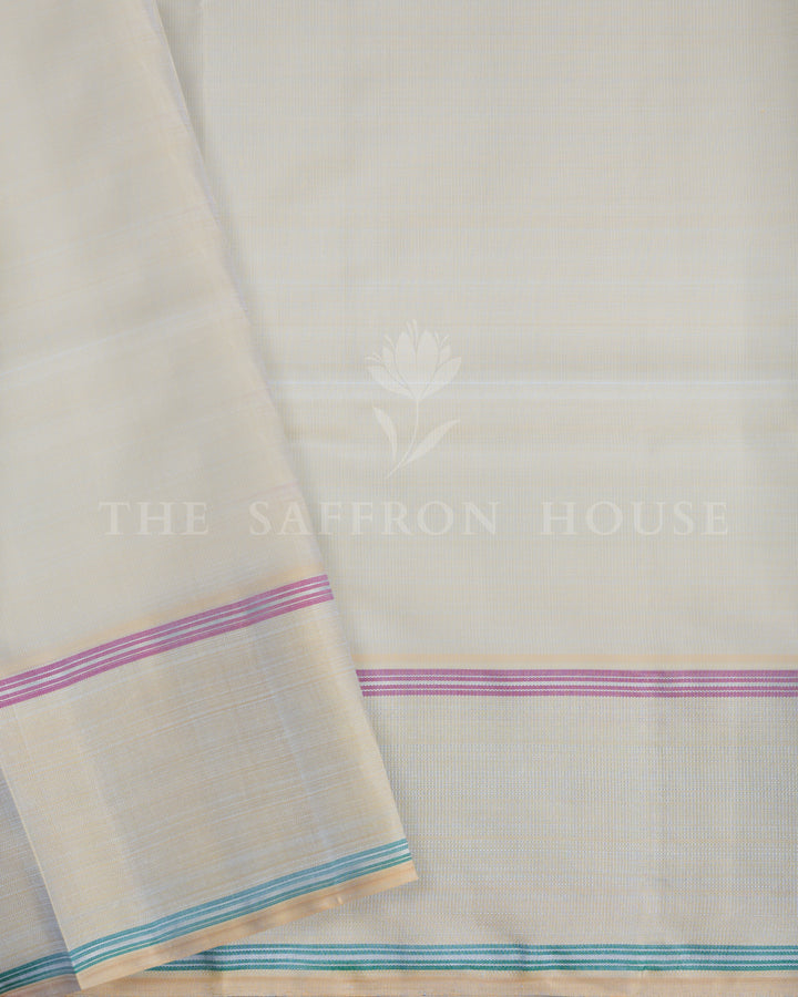 Lavender and Ivory Handwoven Pure Kanjivaram Silk Saree - TSH250129