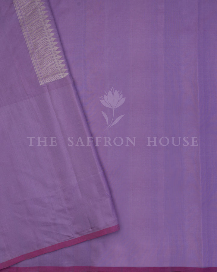 Pastel Olive And Lavender Handwoven Ektara Banaras Saree with Meenakari Work - TSH250512