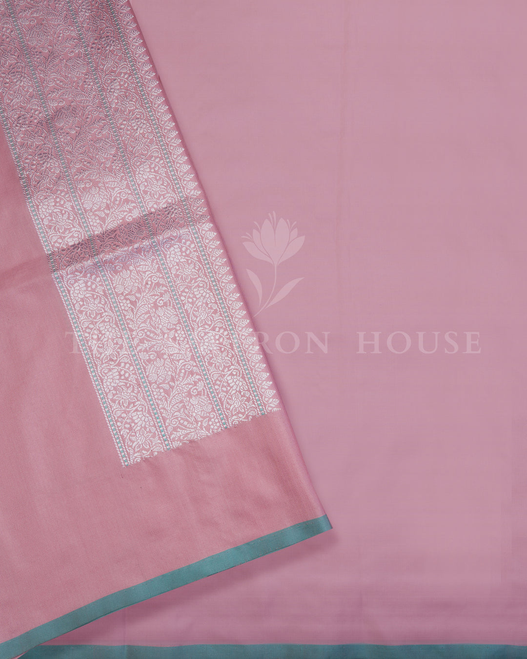 Rose Pink And Mint Handwoven Ek-Tar Banarasi Saree - TSH250362