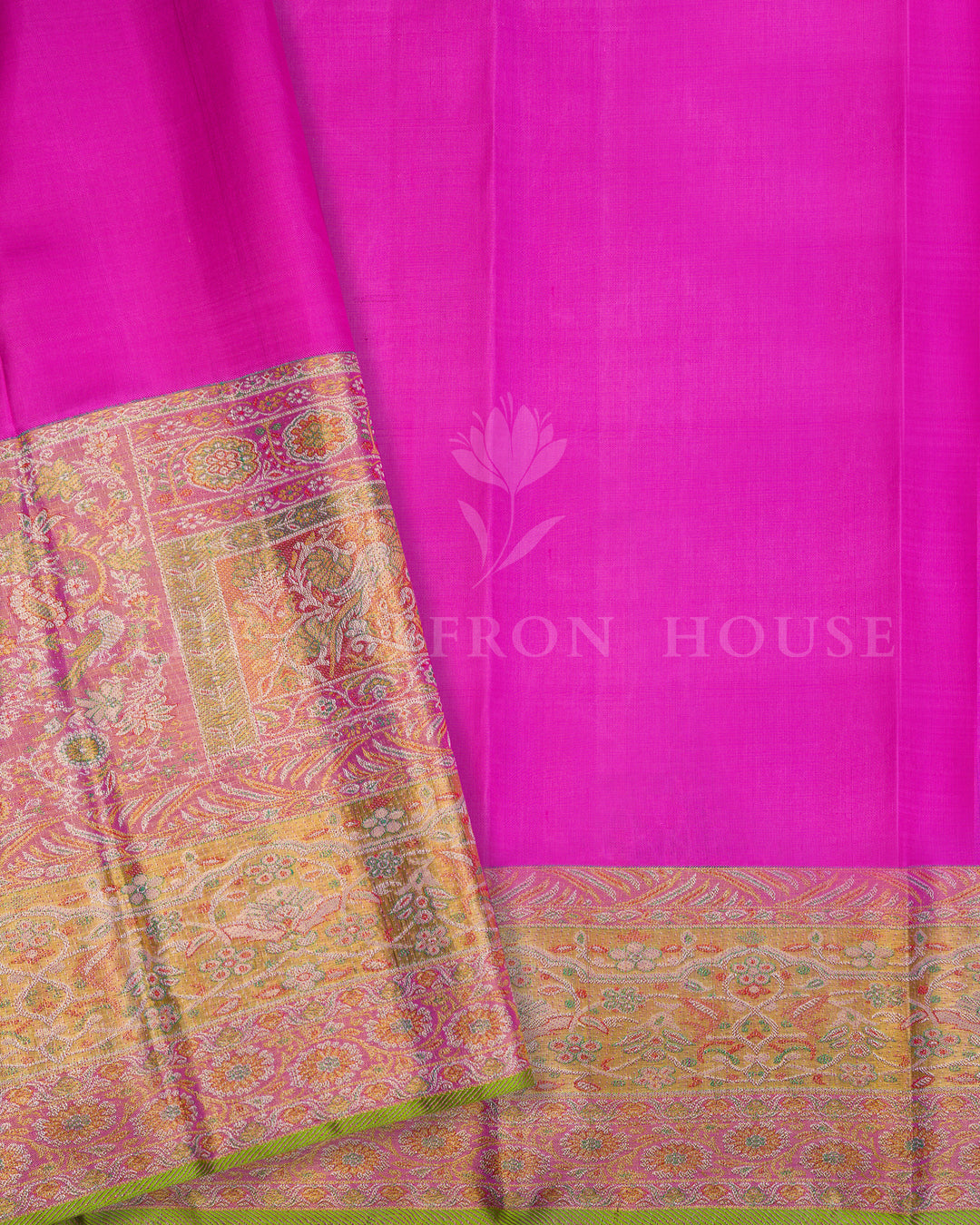 Pistachio Green Handwoven Jamdani Kanjivaram Silk Saree with Meenakari Work - TSH250088