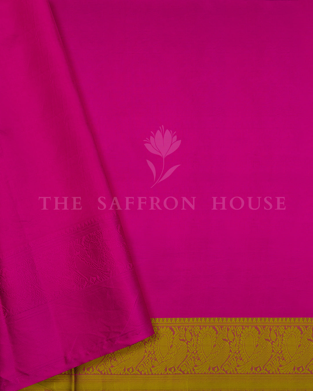 Mustard Yellow Printed Kanjivaram Silk Saree with Ganga Jamuna Border - TSH000010