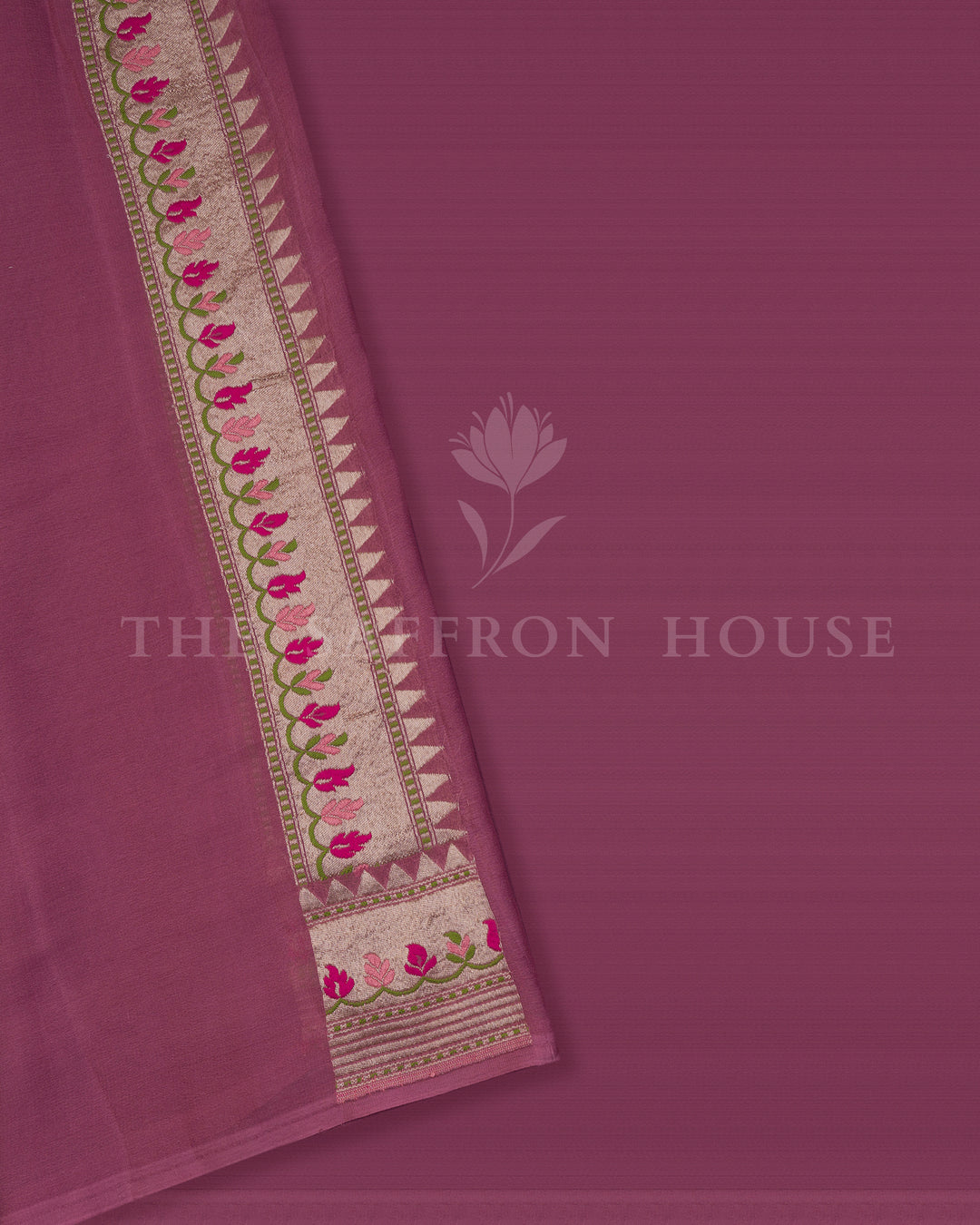 Tea Rose Pink Handwoven Khaddi Georgette Banarasi Saree - TSH250520