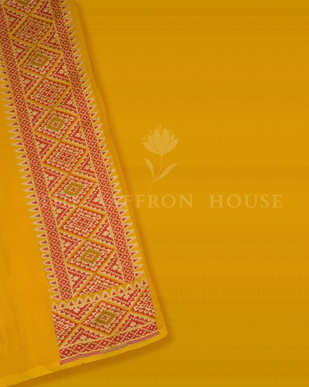 Mustard Handwoven Khaddi Georgette Banarasi Saree - TSH250296
