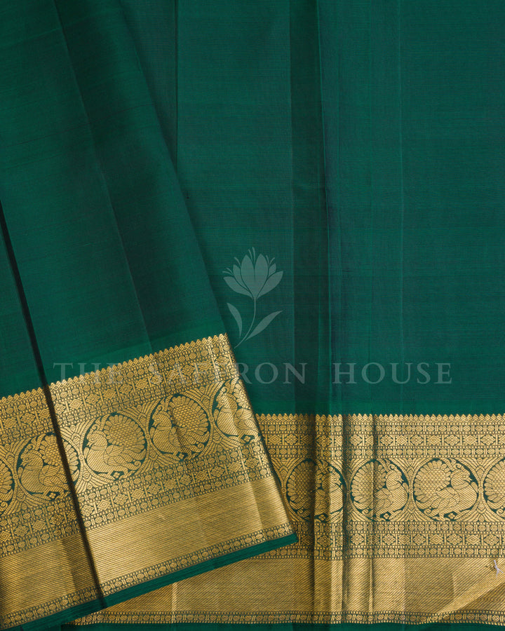 Orange & Magenta Handwoven Korvai Kanjivaram Silk Saree - TSH250178