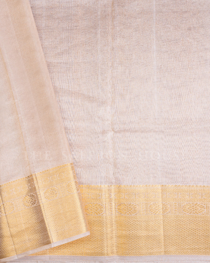 Ivory Handwoven Korvai Kanjivaram Silk Tissue Saree - TSH250203