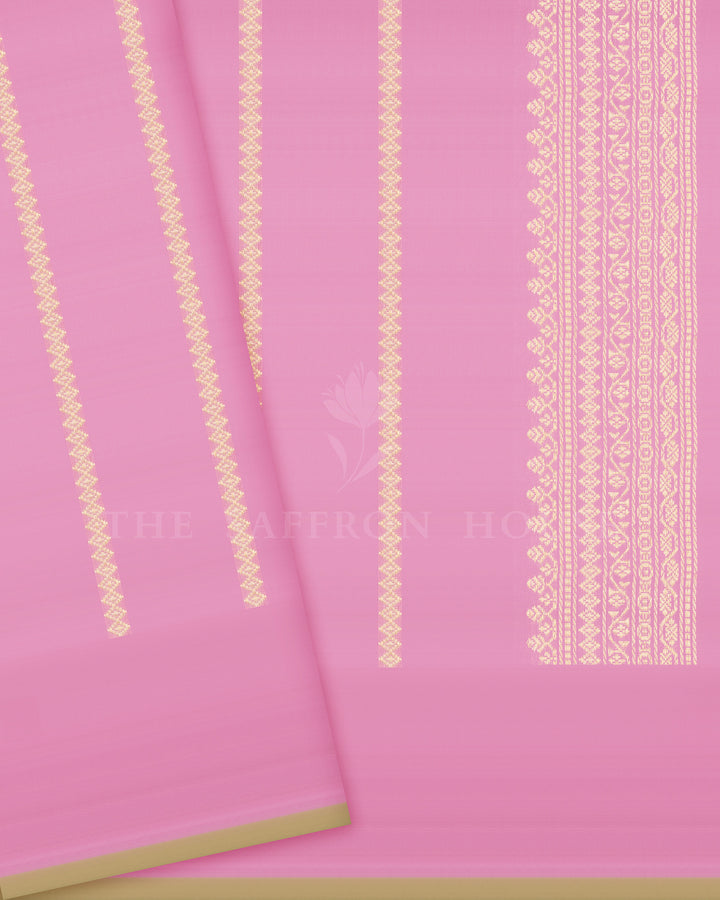 Baby Pink Handwoven Banaras Silk Saree - TSH2506178