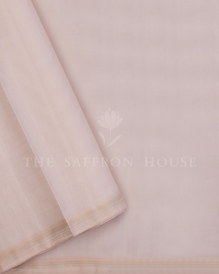 White And Orange Handwoven Half-and-Half Pure Kanjivaram Silk Saree - TSH250192