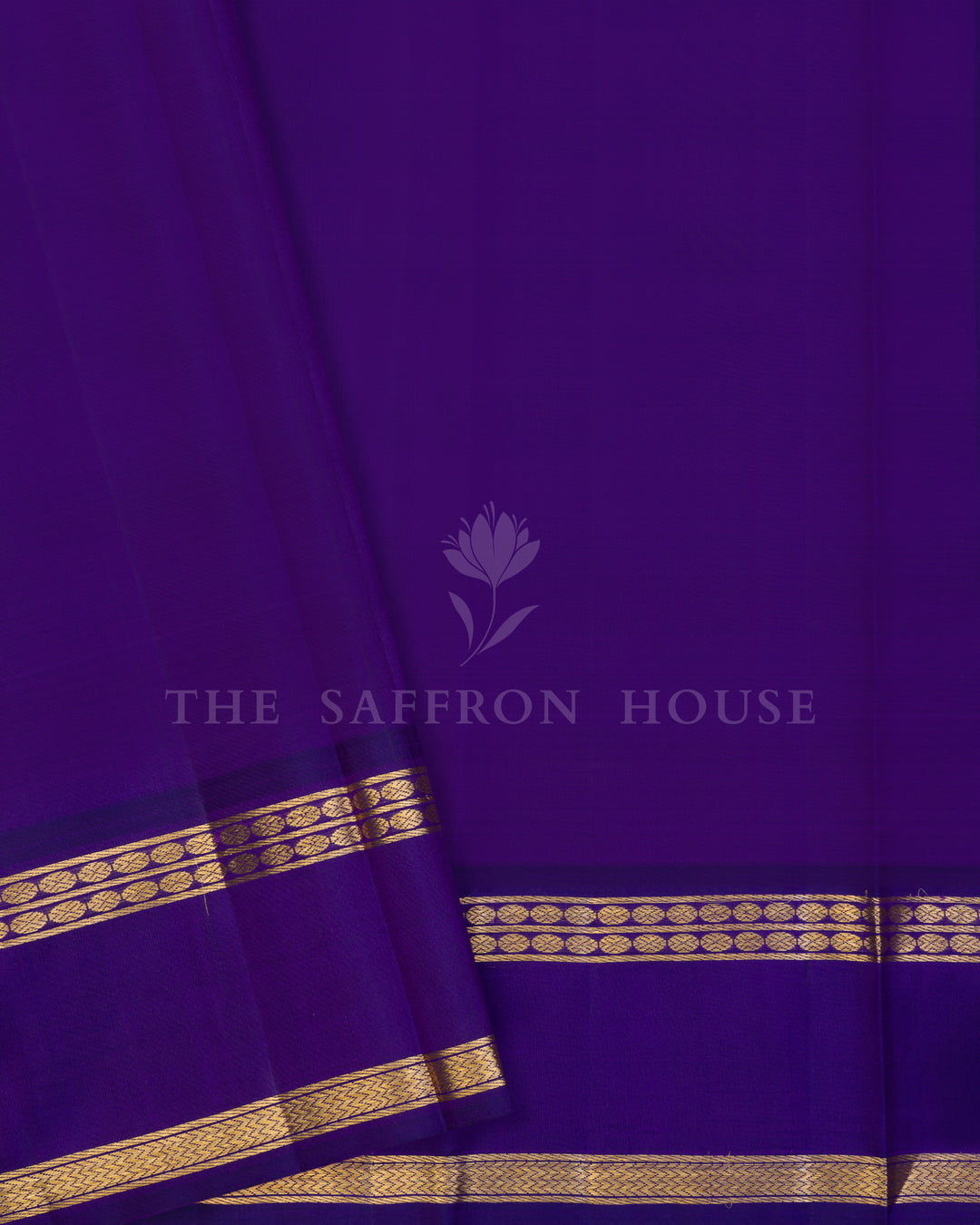 Handloom Kanjivaram Silk Saree in Beige And Violet - TSH250054