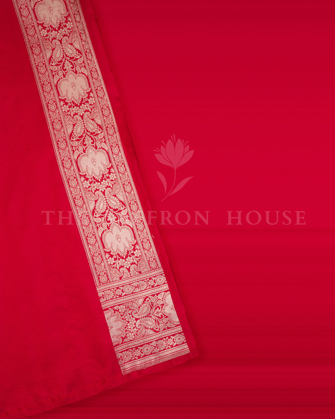 Crimson Red Handwoven Katan Banarasi Saree with Meenakari Work - TSH250523