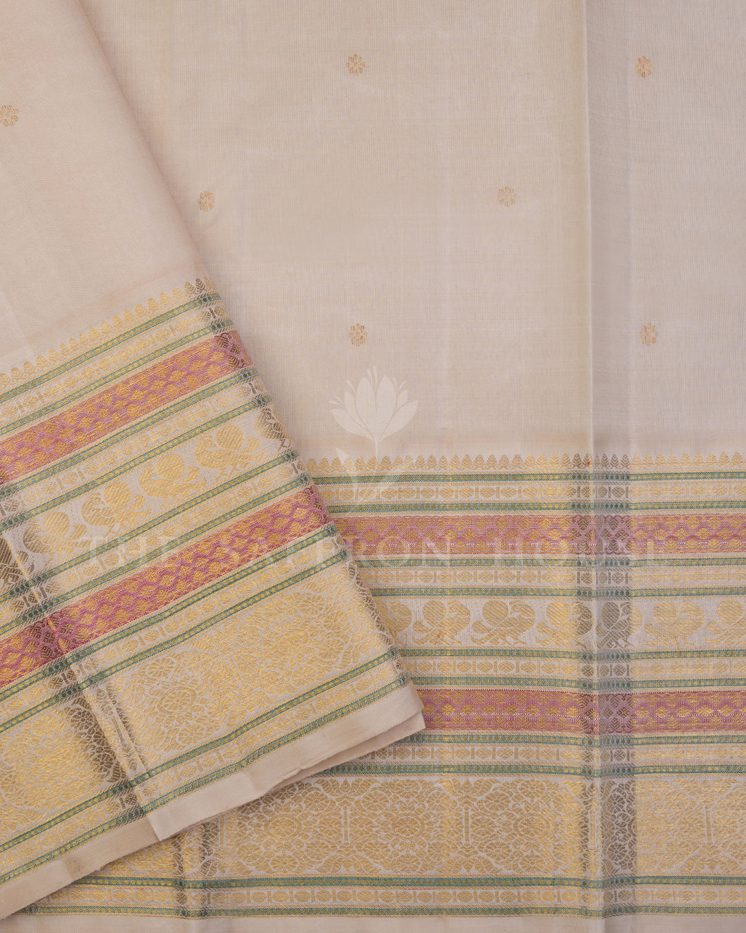 Sky Blue And Beige Handwoven Pure Kanjivaram Silk Saree - TSH250059