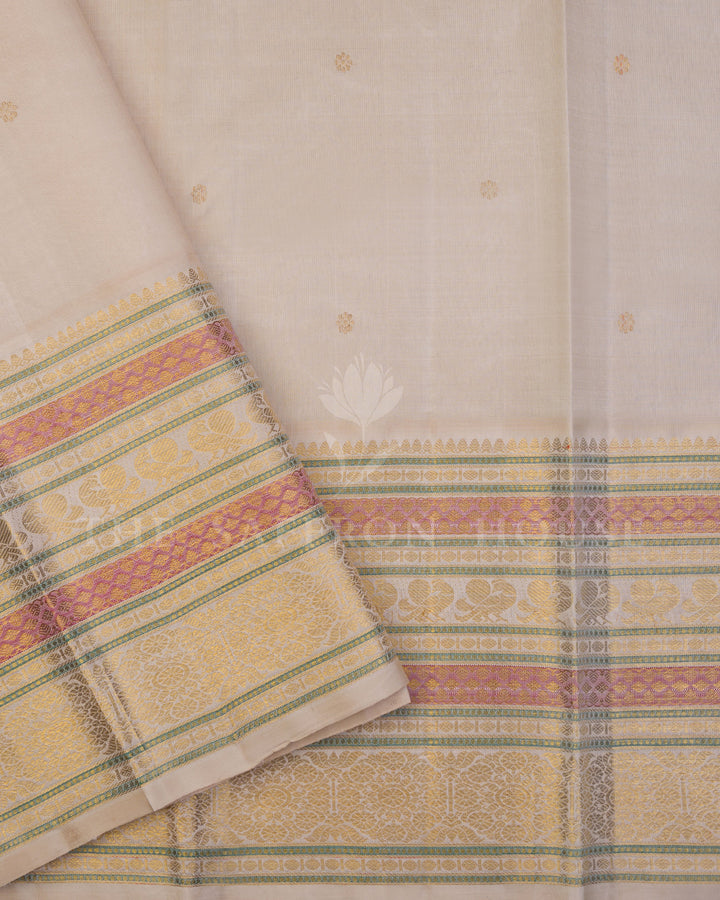 Sky Blue And Beige Handwoven Pure Kanjivaram Silk Saree - TSH250059
