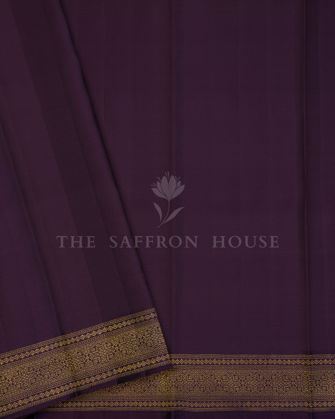 Deep Plum Handwoven Kanjivaram Silk Saree - TSH000013