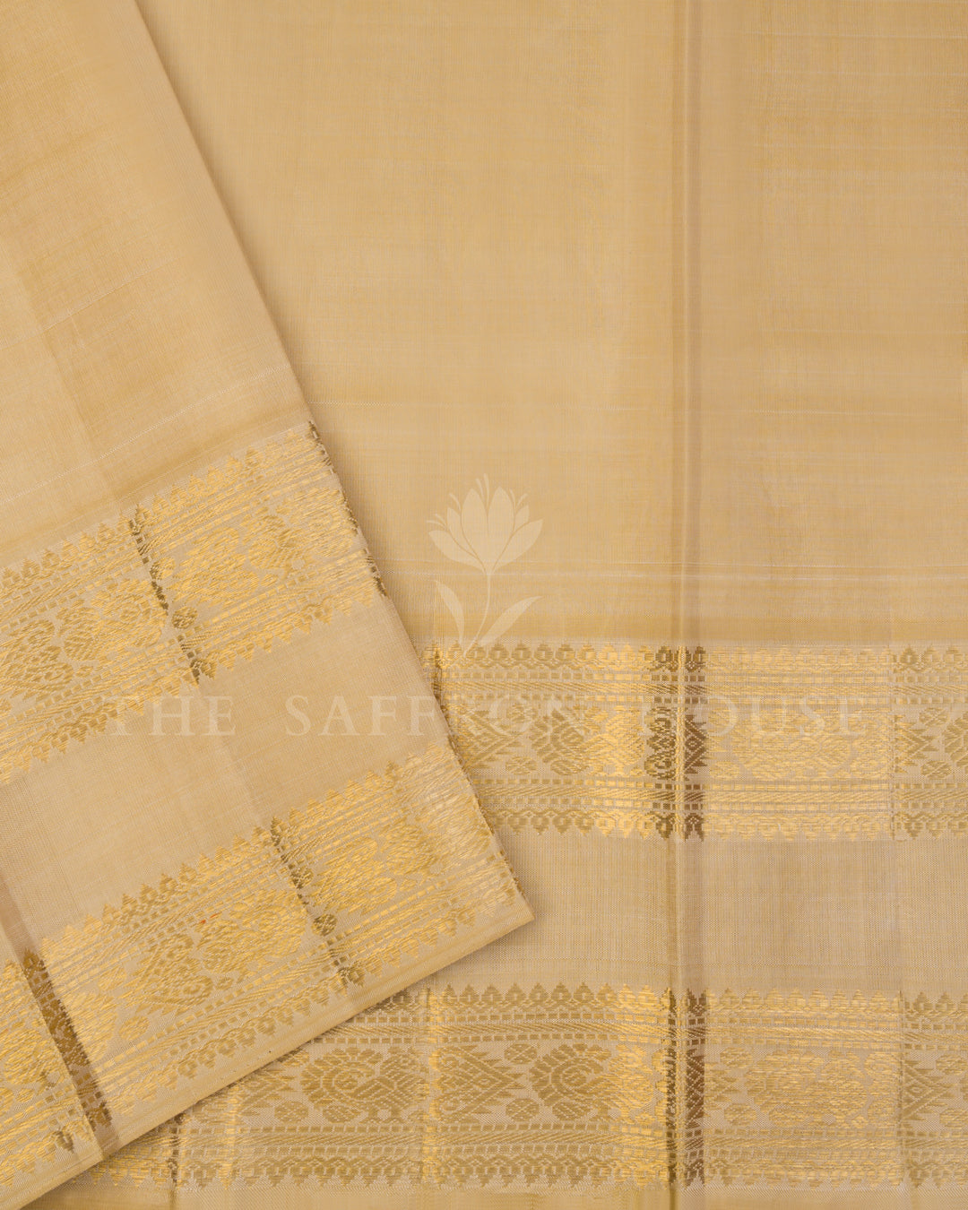 Orange And Ivory Handwoven Rettapet Kanjivaram Silk Saree - TSH250074