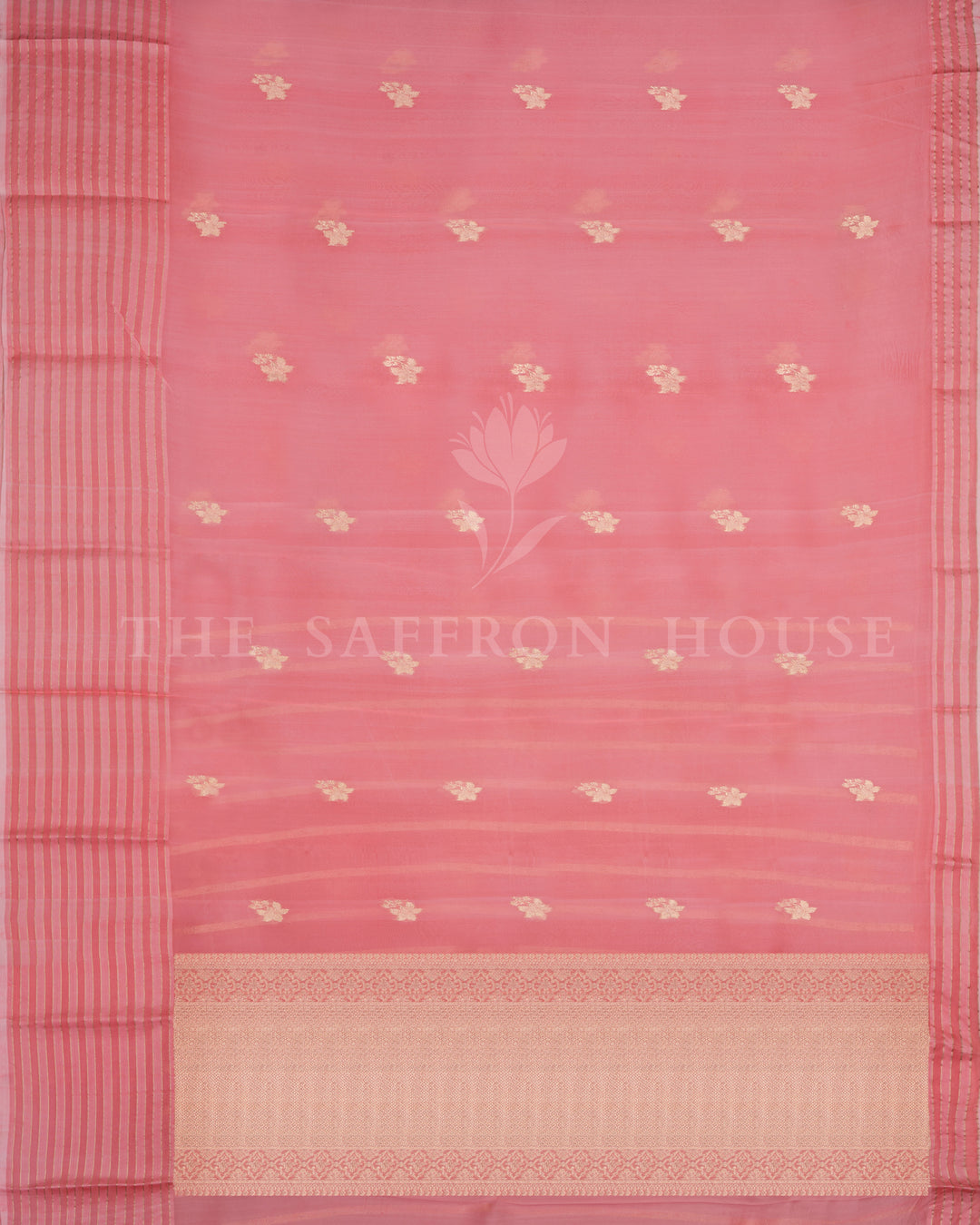 Pastel Pink Handwoven Kora Banarasi Saree with Meenakari Work - TSH000039