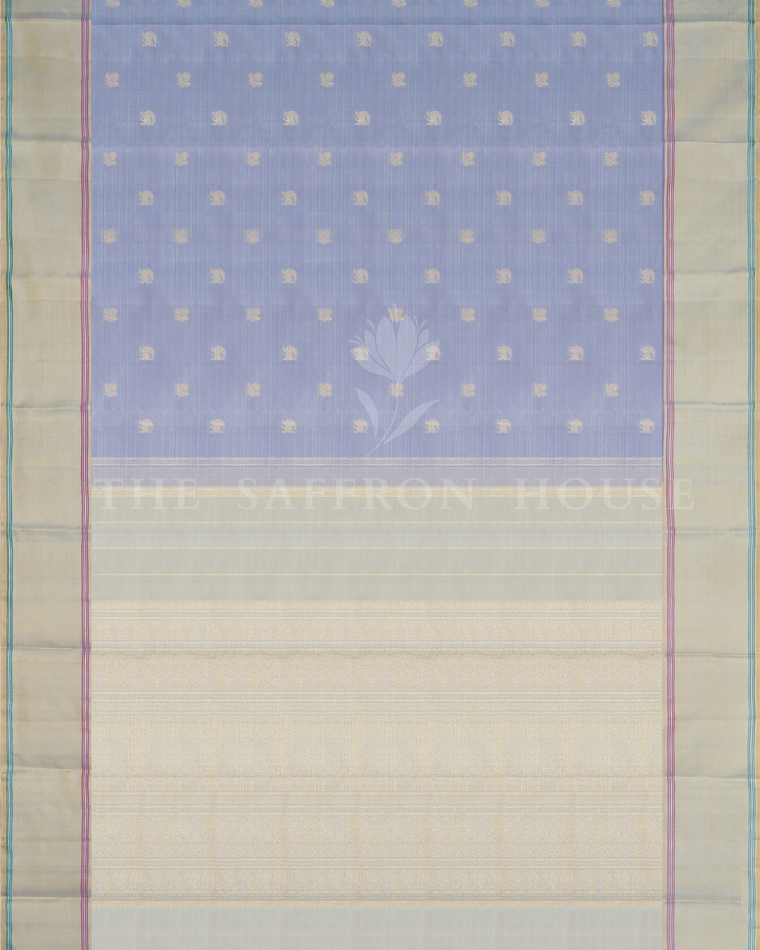 Lavender and Ivory Handwoven Pure Kanjivaram Silk Saree - TSH250129