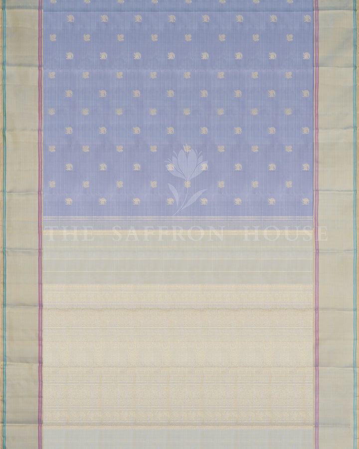 Lavender and Ivory Handwoven Pure Kanjivaram Silk Saree - TSH250129
