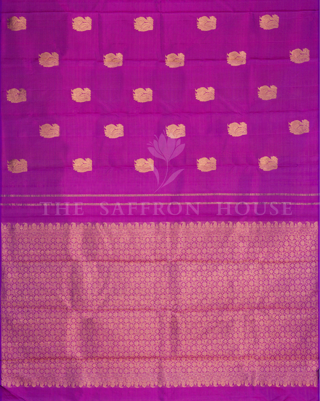 Violet And Rani Pink Handwoven Vairaoosi Pure Zari Kanjivaram Silk Saree - TSH806