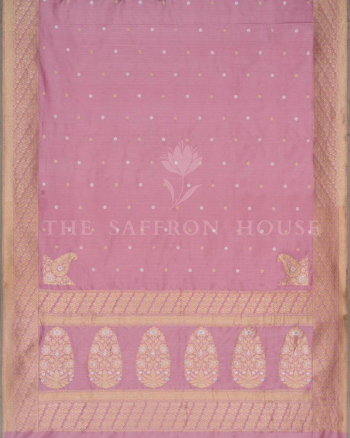 Rosewood Pink Handwoven Katan Banarasi Saree - TSH000033