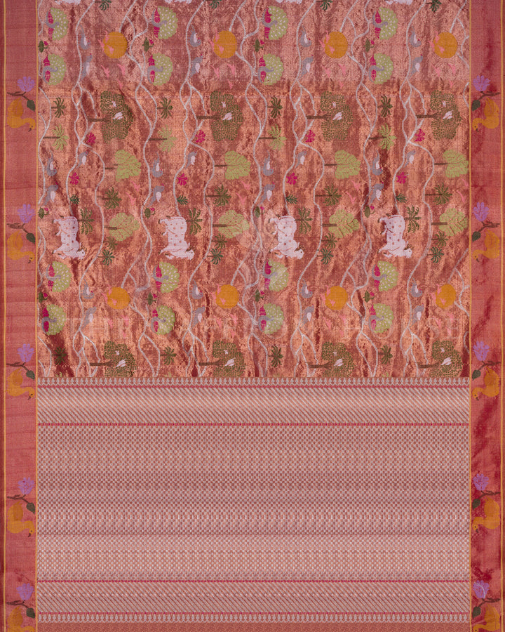 Rust Handwoven Pure Zari Kota Saree - TSH250320