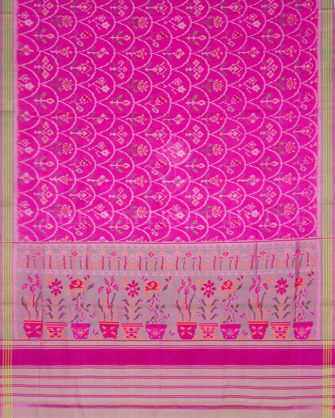 Fuchsia Handwoven Single Ikat Patola Saree - TSH6016
