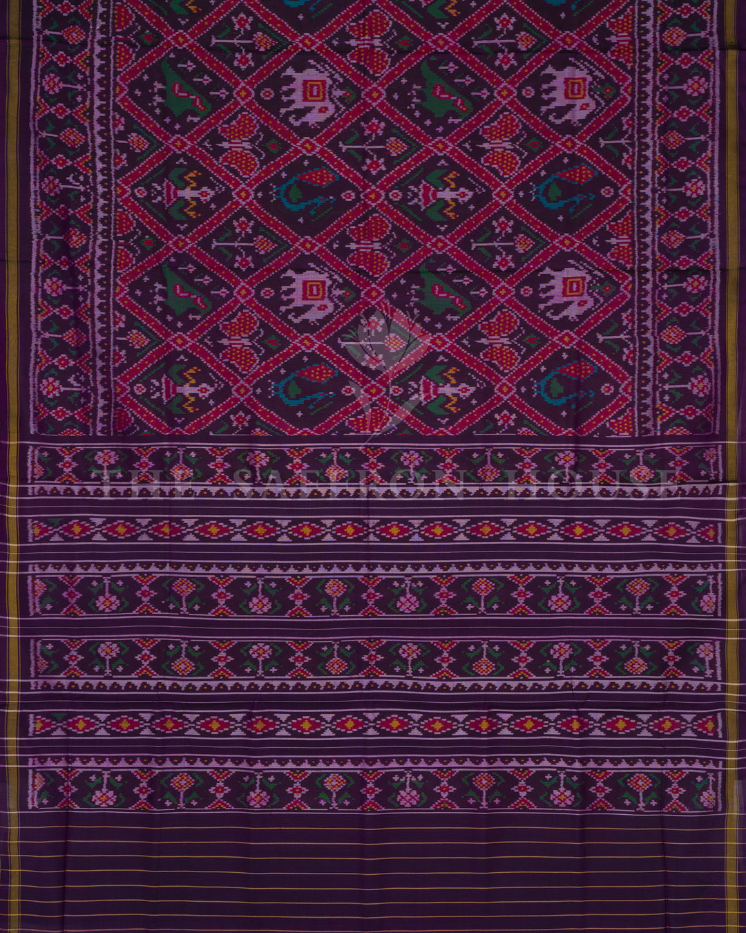 Aubergine Handwoven Rajkot Single Ikat Patola Saree - TSH6014