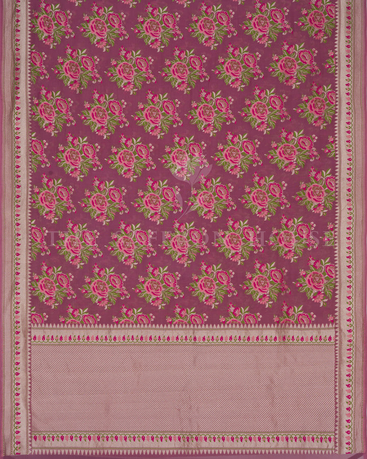 Tea Rose Pink Handwoven Khaddi Georgette Banarasi Saree - TSH250520