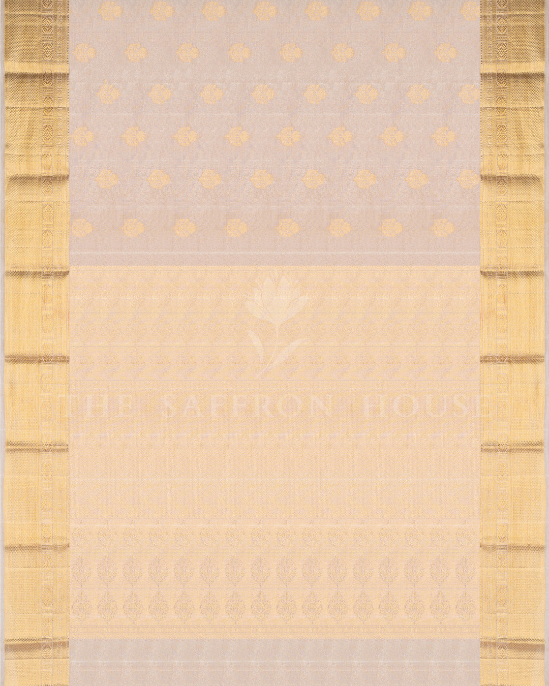Ivory Handwoven Korvai Kanjivaram Silk Tissue Saree - TSH250203