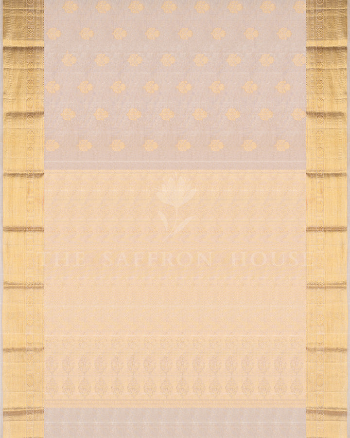 Ivory Handwoven Korvai Kanjivaram Silk Tissue Saree - TSH250203