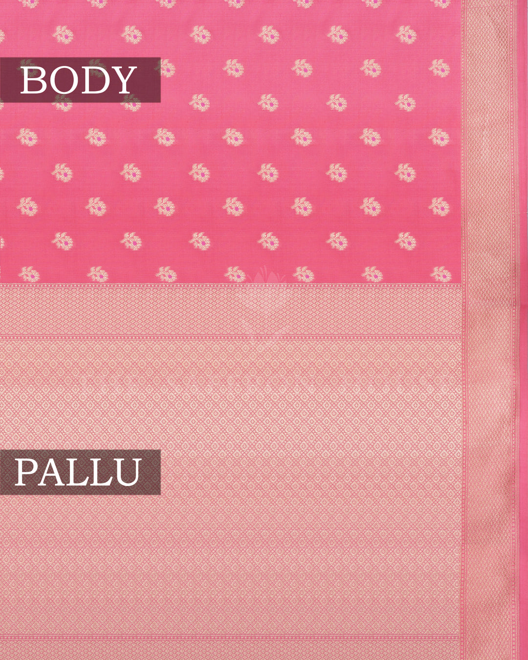 Peach Pink Handwoven Banaras Silk Saree - TSH2506143